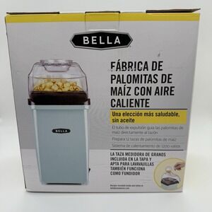 Bella Hot Air Popcorn Maker, Light Blue, Makes 12 Cups 1200 Watt